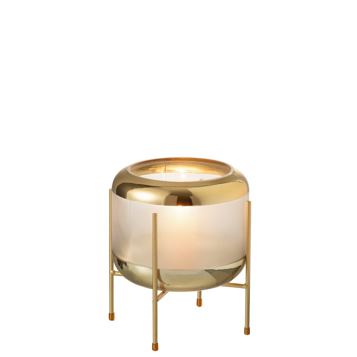 J-Line vaas Rond Motief Op Voet - glas - transparant/goud