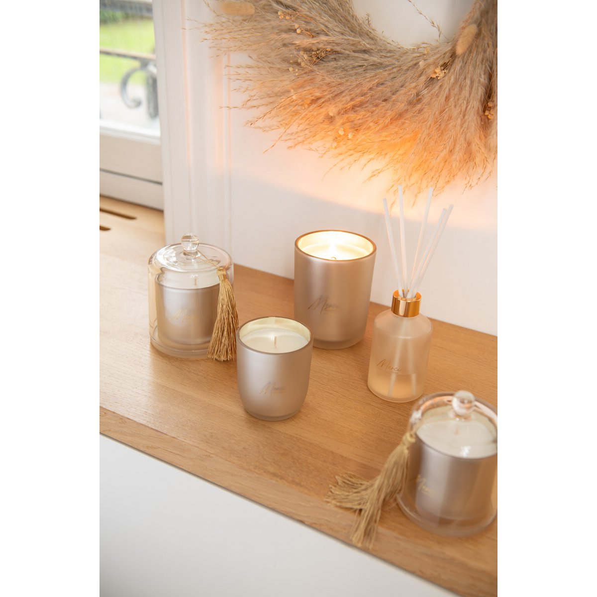 J-Line geurkaars Merci - beige - small - 35U