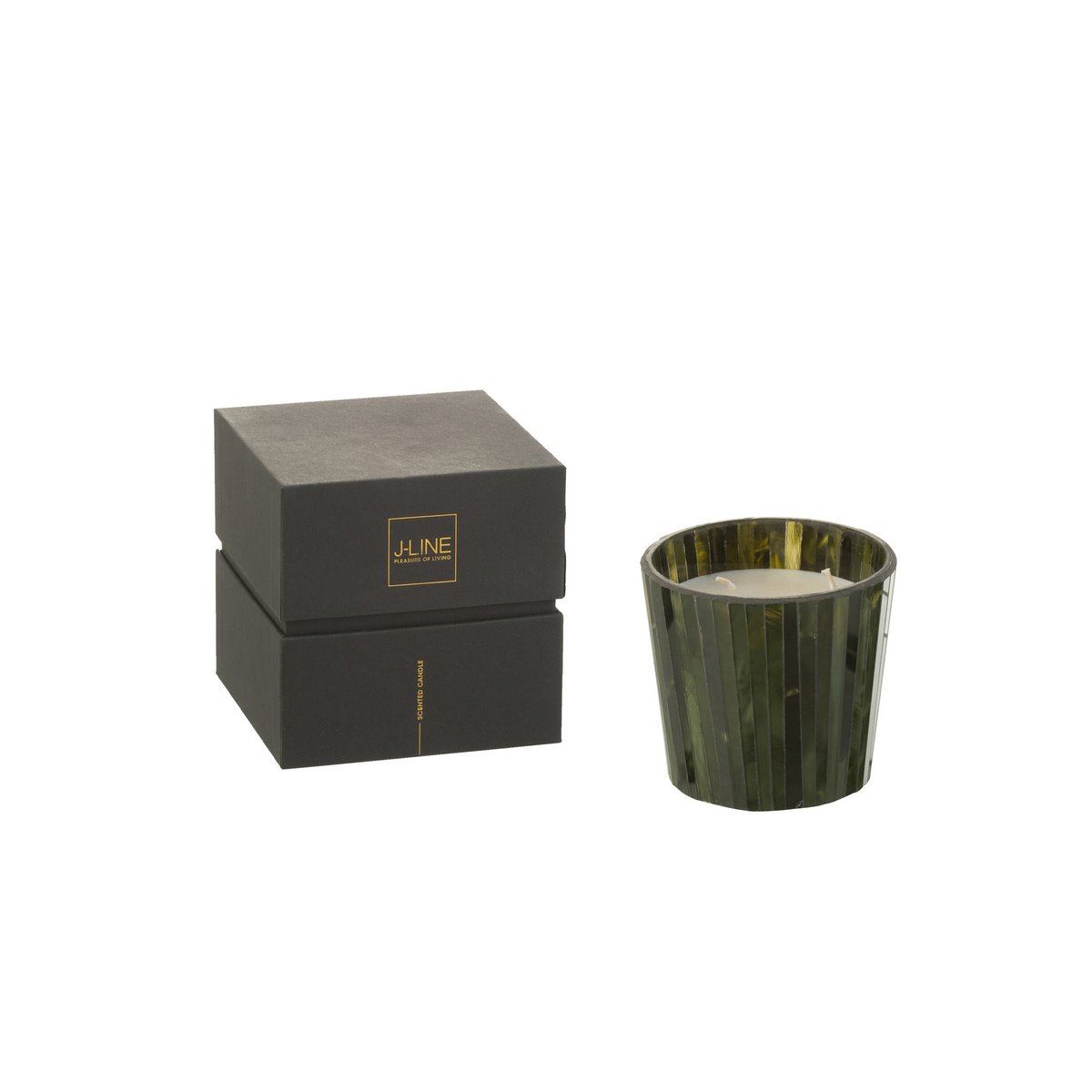 J-Line geurkaars Noa - Herbal Serenity - glas - groen - small - 35U